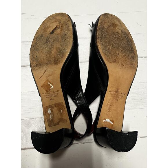 Max Studio Shoes Womens Size 9M Black Red Leather Slingback Heels Loafer Style - Picture 11 of 11